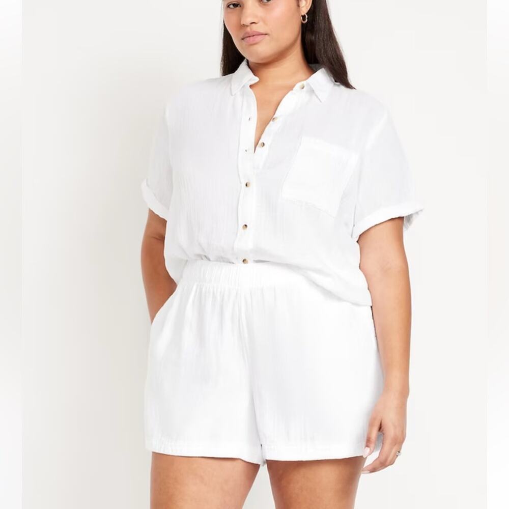 NWT Old Navy High-Waisted White Crinkle Gauze Shorts – Size 4X